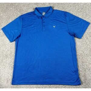 Callaway Opti Dri Polo Shirt Mens 2XL Blue Solid Short Sleeve Golf Stretch XXL‎